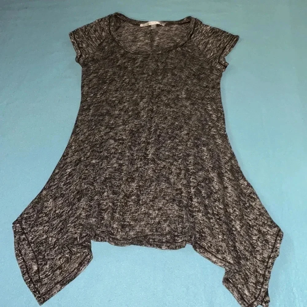 STUDIO M knit tunic sweater stretchy lightweight heather black gray size S